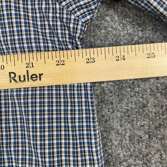Ex Officio Mens Shirt XL Blue Plaid Long Sleeve Hiking Vented Pockets Snap Front - Picture 3 of 12